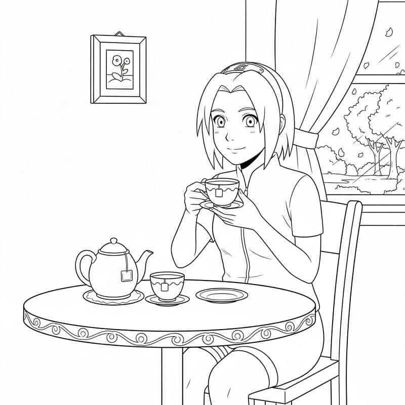 Haruno Sakura Uống Trà