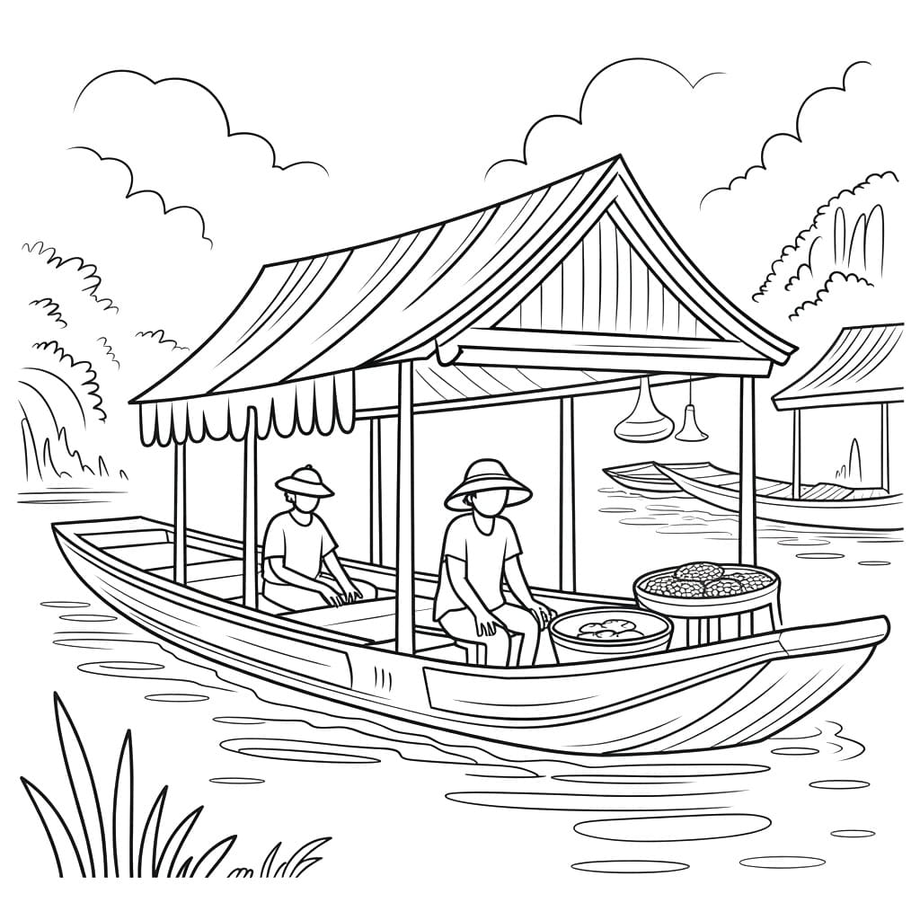 Tô màu Hình Ảnh Chợ Nổi Hình Ảnh Chợ Nổi
