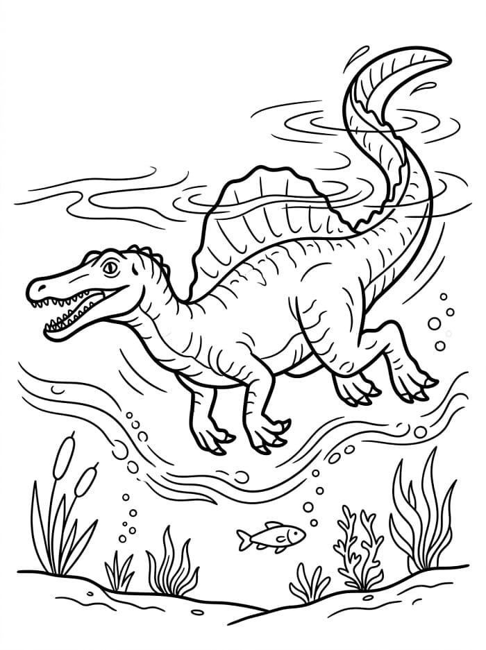 Khủng Long Spinosaurus Đang Bơi