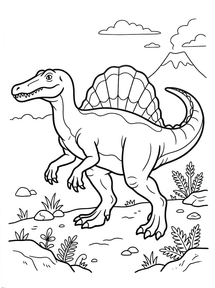 Khủng Long Spinosaurus Và Núi Lửa
