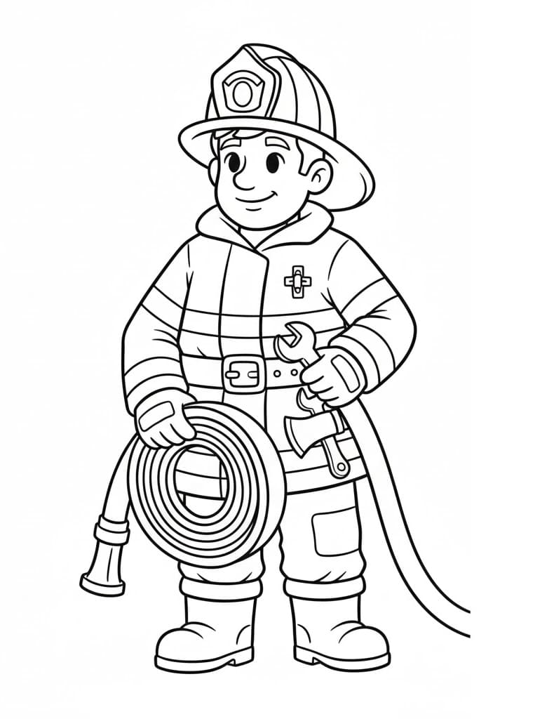 Lính Cứu Hỏa Cầm Vòi Nước