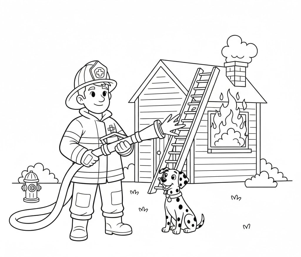 Lính Cứu Hỏa Phun Nước Dập Lửa