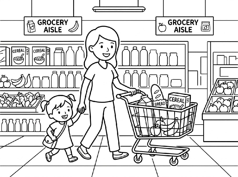 Mẹ Và bé Đi Siêu Thị