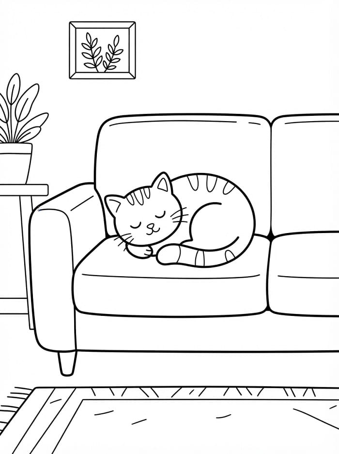 Mèo Ngủ Trên Sofa
