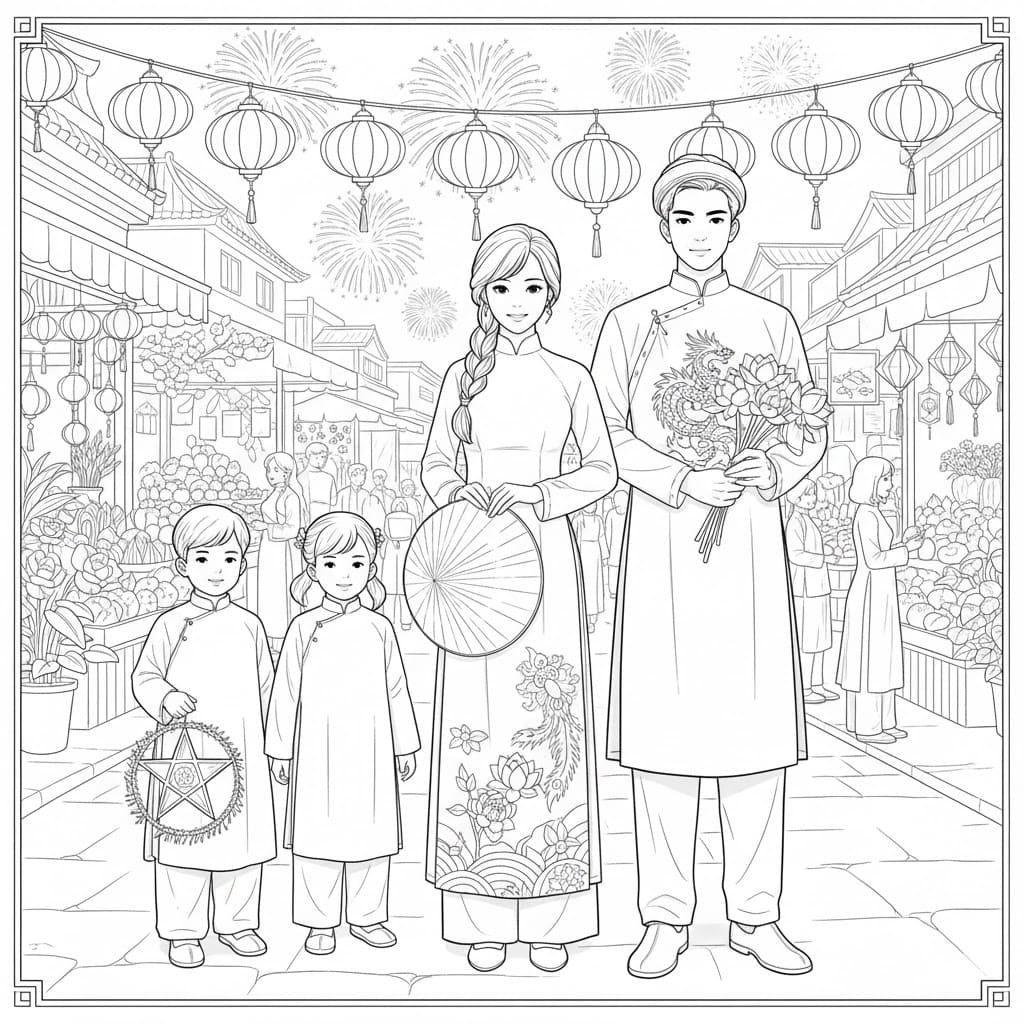 Một Gia Đình Mặc Áo Dài