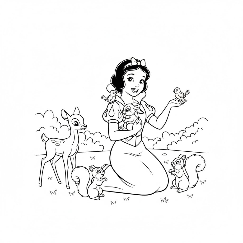 Nàng Bạch Tuyết Đang Chơi Với Các Con Vật Nhỏ