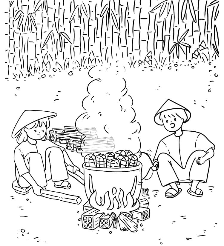 Nấu Bánh Chưng Ngày Tết Nguyên Đán