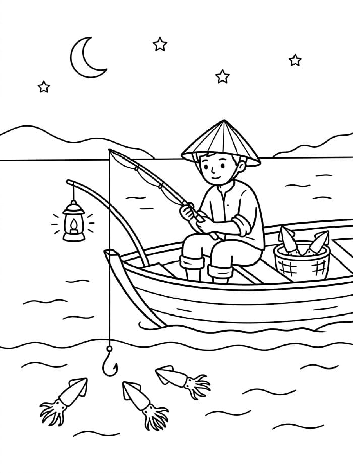 Ngư Dân Câu Mực Ban Đêm