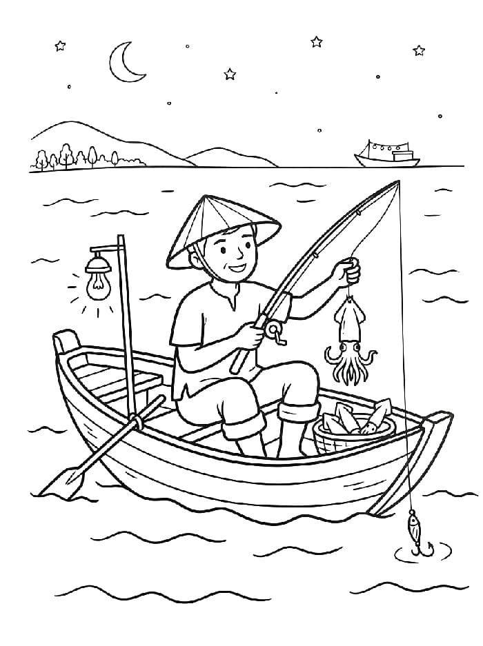 Ngư Dân Đang Câu Mực