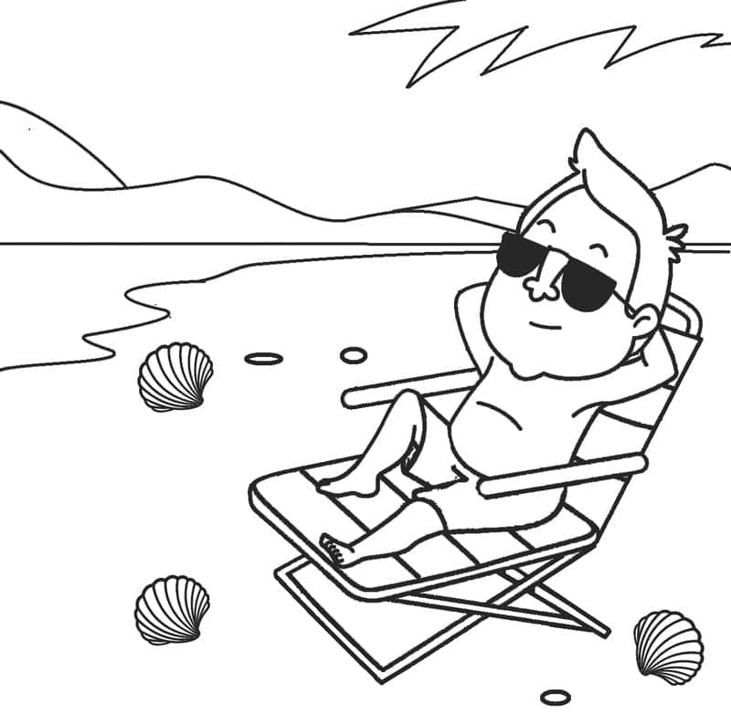 Người Đàn Ông Nằm Phơi Nắng Trên Bãi Biển