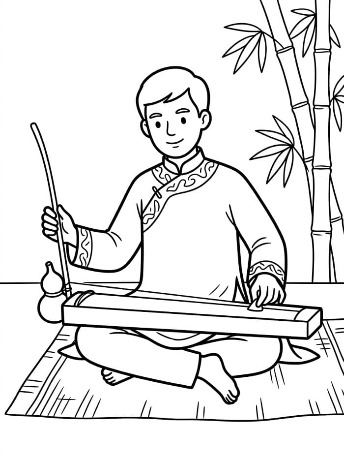 Nhạc Công Đánh Đàn Bầu
