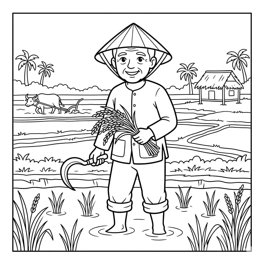 Nông Dân Gặt Lúa