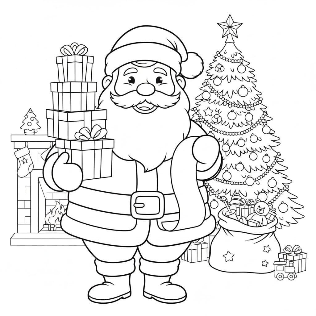 Ông Già Noel Với 4 Hộp Quà