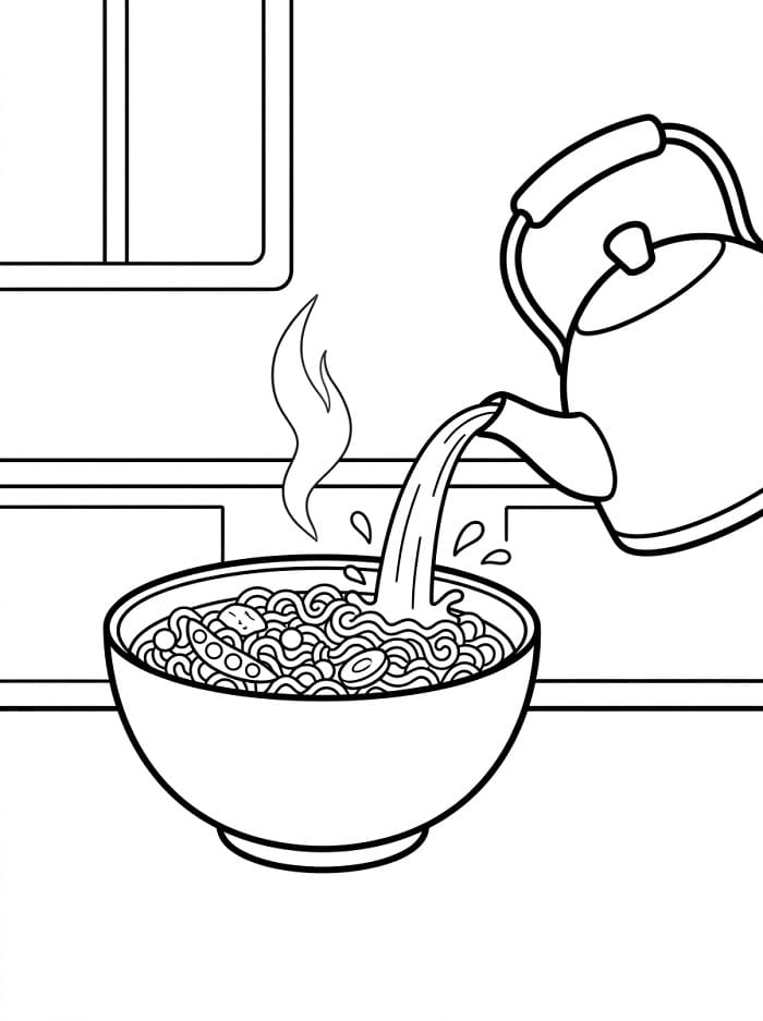 Pha Mì Tôm Bằng Nước Sôi