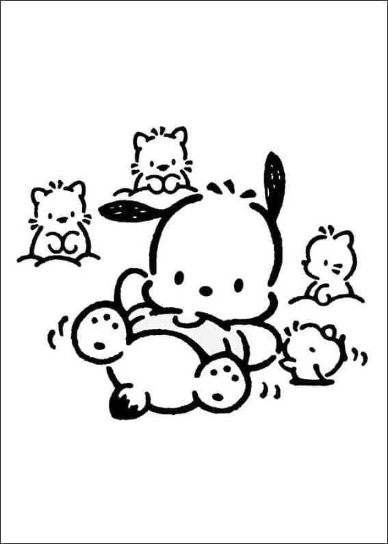 Tô màu Pochacco Thân Thiện Pochacco Thân Thiện