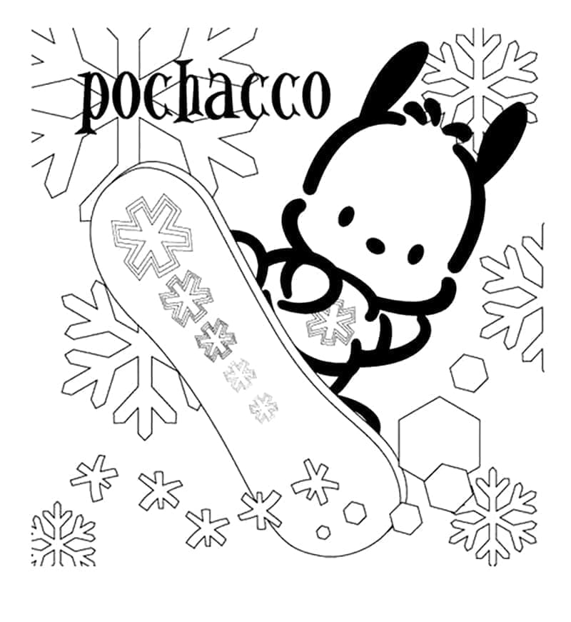 Tô màu Pochacco Trượt Tuyết Pochacco Trượt Tuyết