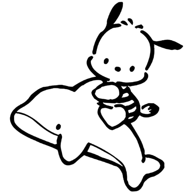 Tô màu Pochacco Với Cá Heo Pochacco Với Cá Heo