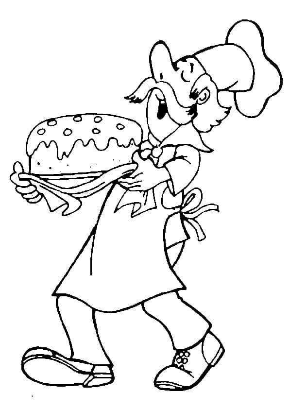 Thợ Làm Bánh Với Cái Bánh Lớn