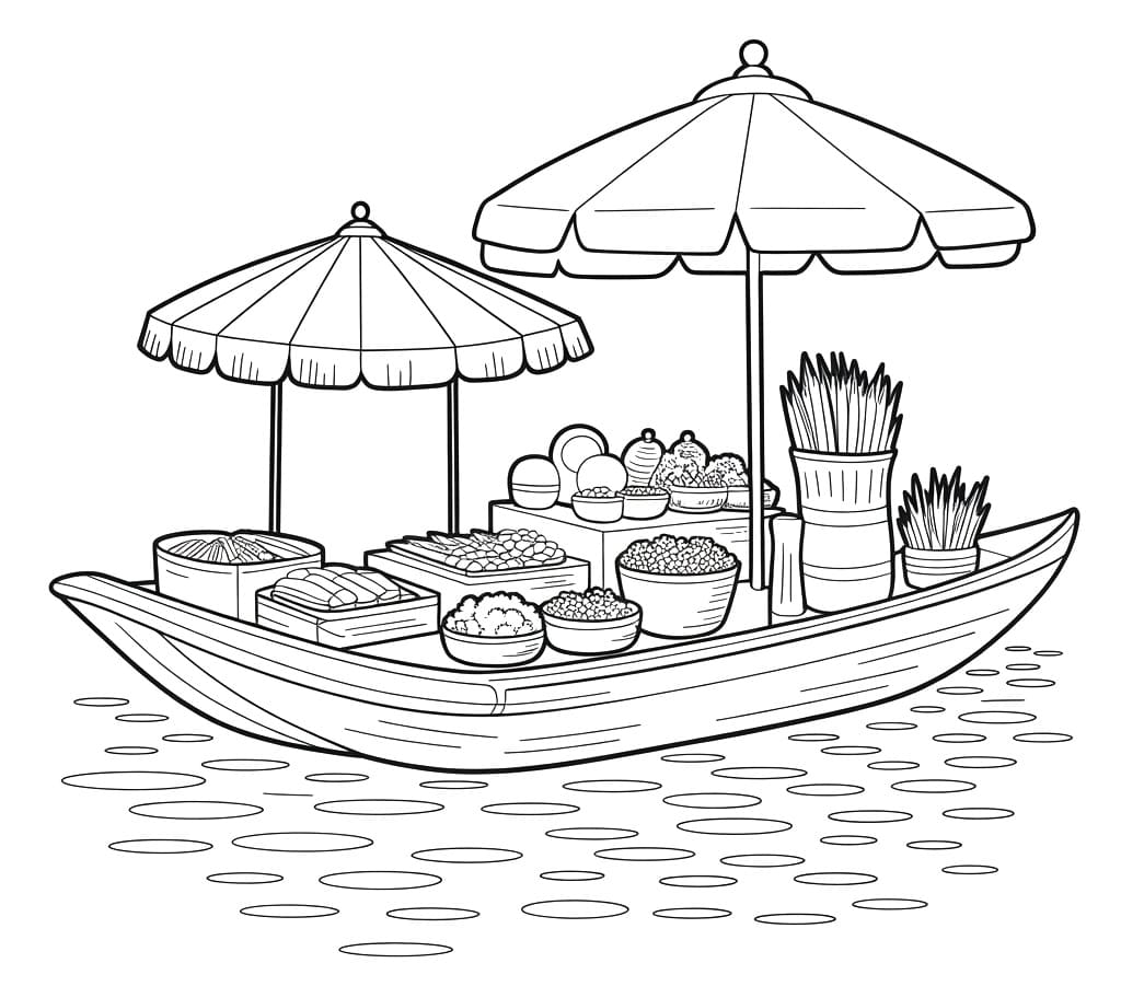 Tô màu Thuyền Trên Chợ Nổi Thuyền Trên Chợ Nổi