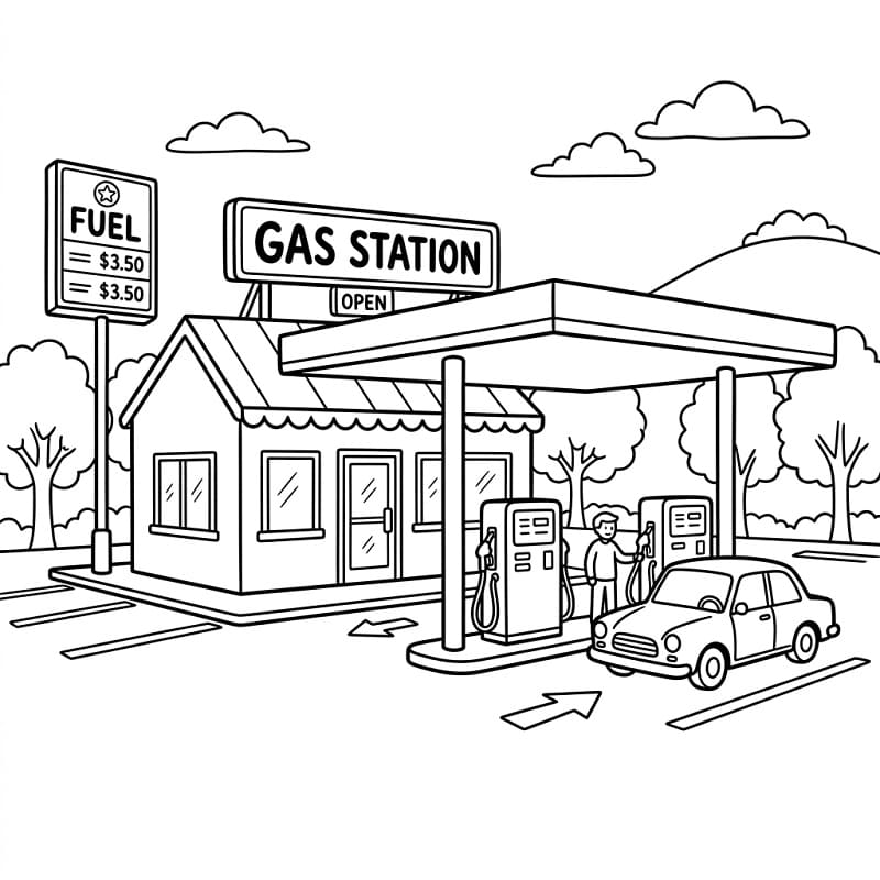 Xe Hơi Dừng Ở Trạm Xăng