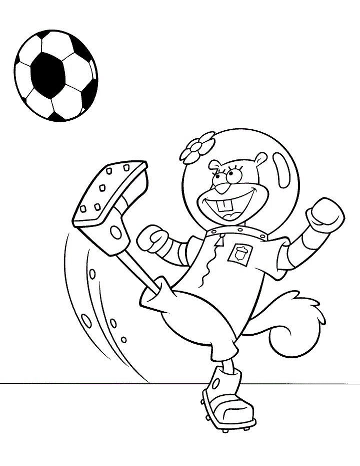 chú sóc sandy cheeks đá bóng