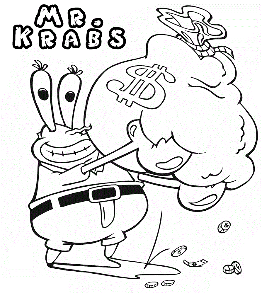 ngài krabs ôm túi tiền