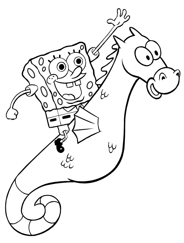 spongebob cưỡi cá ngựa