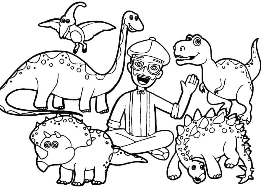 tranh to mau blippi va khung long